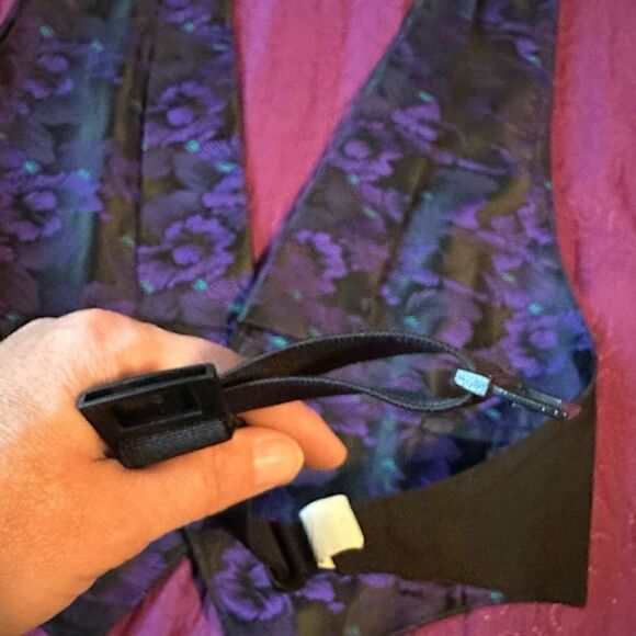 Men’s. Bracci  vest, black with purple & green - tropical flare-adjustable - Picture 2 of 3